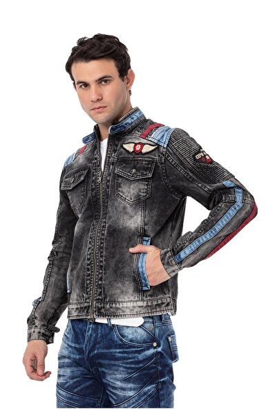 Cipo & Baxx CJ300 Ανδρικό τζιν μπουφάν με πολύχρωμη ρίγα