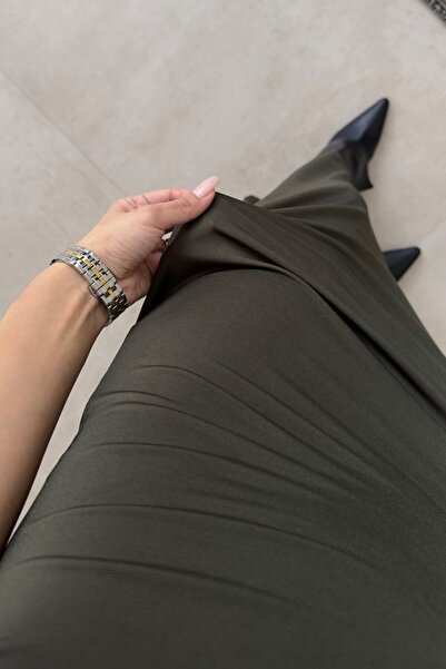 FMN Collection γυναικείο όρθιο μηδενικό μανίκι με βάτα στη μέση που αγκαλιάζει το σώμα pinterest ισοδύναμο midi μακρύ φόρεμα με σκίσιμο