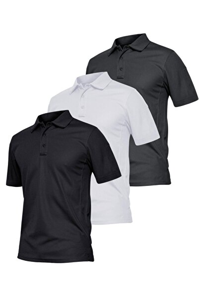 GHASSY CO. Ghassy Co. Erkek 3'lü Set Taktik Polo Yaka Gömlek Hızlı Kuruma Nem...