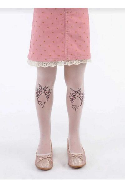 İTALİANA Girl's White Angel Patterned Pantyhose