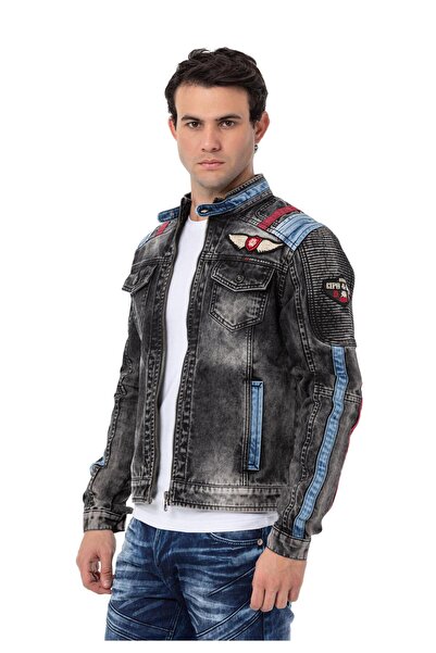 Cipo & Baxx CJ300 Ανδρικό τζιν μπουφάν με πολύχρωμη ρίγα