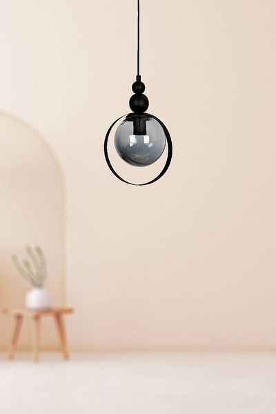 VENON Black Lighting - Single Glass Chandelier (Gulp Glass Smoked)