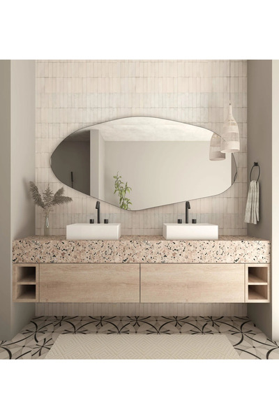 FNC CONCEPT Duvar Aynası Dekoratif Asimetrik Banyo Konsol Aynası 140x70cm