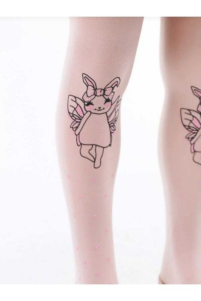 İTALİANA Girl's White Angel Patterned Pantyhose