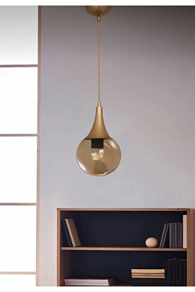 burenze Modern Vinci Glop Bal Camlı Avize Tekli Sarkıt Salon Oturma Odası Hol Antre Mutfak Avize Eskime Gold