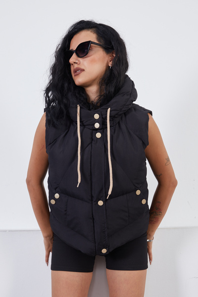 moda armanc Stringed Snap Fastener Sports Vest