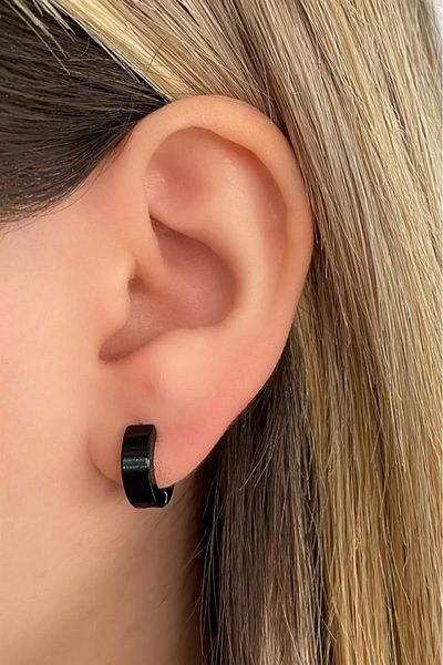 FUDER Unisex Black Hoop Earrings - Double Colors