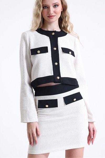 SD LUXURY Garni Detailed Jacket Skirt Set