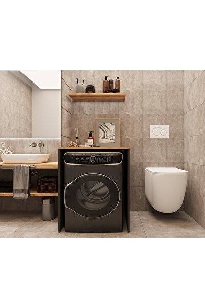 şirinev mobilya Dsc Çamaşır Ve Kurutma Makinesi Banyo Dolabı Mat Antrasit / A...