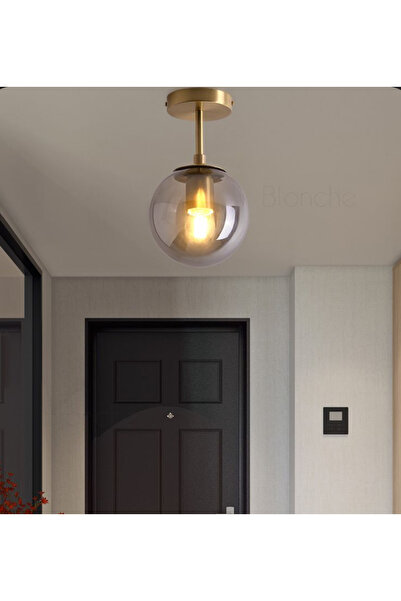 burenze Modern Tekli Bal Glop Camlı Tavan Salon Oturma Odası Mutfak Hol Antre Avize Eskitme Gold
