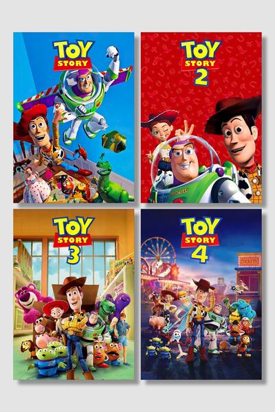 postick Toy Story 4'lü Film Posteri Seti Yüksek Kaliteli Parlak Kuşe Kağıdı