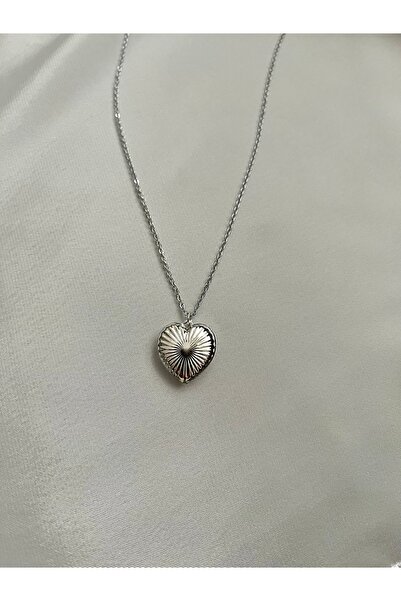 Alexis Carrel Women's Curved Heart Model Vintage Silver Heart Necklace