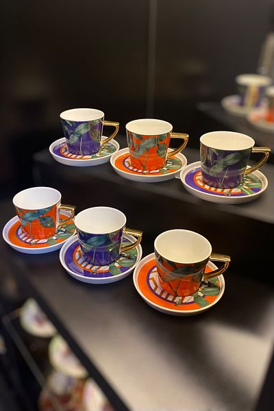 Lucky Art Marıan Bone Coffee Cup Set for 6 People