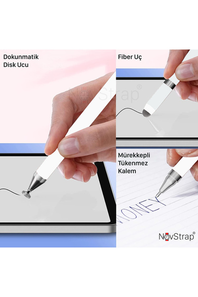 NovStrap Apple iPad 9.7 Air 2 Pro 9.7 inç 5 6. Nesil 9.7 ile Uyumlu 3in1 Dokunmatik Tablet Kalemi