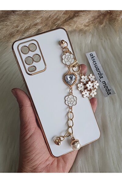 Aksesuarda Moda Oppo A54 Çiçekli Taşlı El Geçmeli Lazer Kesim Kılıf