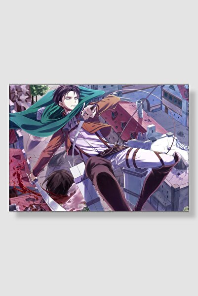 postick Attack On Titan | Levi Ackerman Anime Posteri Kalın Parlak Kuşe Kağıdı