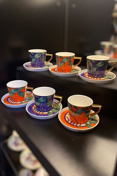 Lucky Art Marıan Bone Coffee Cup Set for 6 People