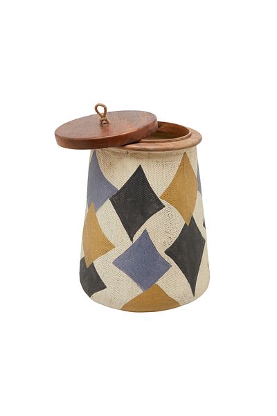 Vakko Ceramic Vase with Wooden Lid Large Size M400256055