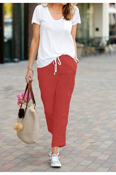 night blue Linen Comfortable Summer Trousers