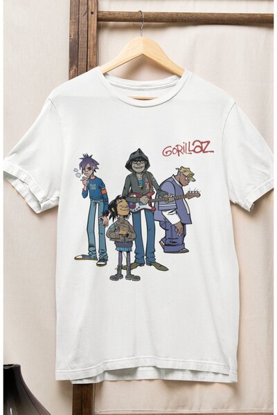 Fuddy Moda تي شيرت مطبوع عليه Gorillaz للجنسين، تي شيرت مطبوع عليه موسيقى الر...