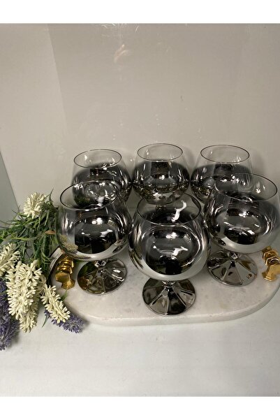 elif aksesuar Titanyum Kaplama Kristal Kahve Yanı Ayaklı Kadeh (Makine Garantili) 6 LI