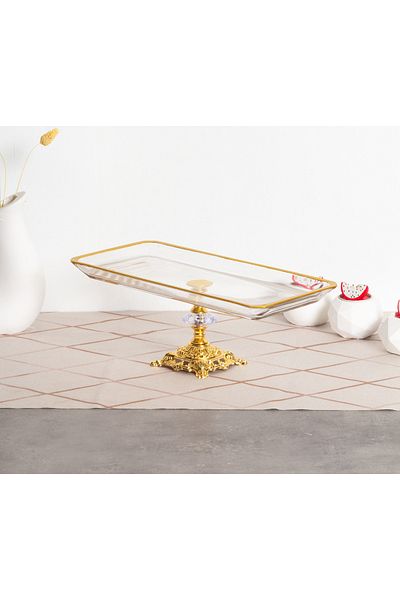 Elta Collection Pasabahce Crystal Metal Leg Gilded Baton Presentation Holder New Year's Special