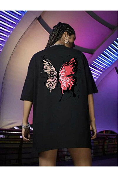 oneagılyazı Leptir Štampano Oversize kroj T-shirt