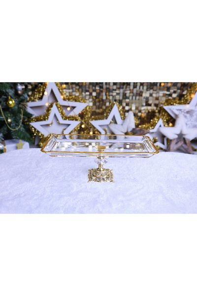 Elta Collection Pasabahce Crystal Metal Leg Gilded Baton Presentation Holder New Year's Special
