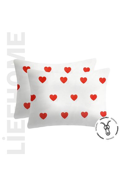 Lief Home Ranforce Fabric Heart Hidden Zippered Pillow Case 50X70 (2 Pieces)