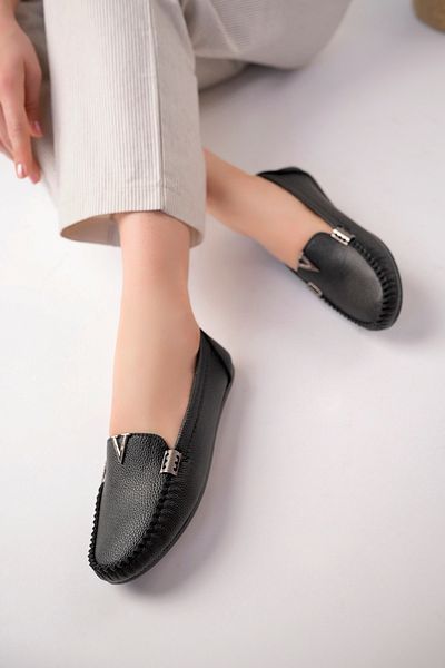 StWenn Pantofi de balerină de damă negri, confortabili, cu talpă ușoară, din piele victoriană, pantofi pentru mamă