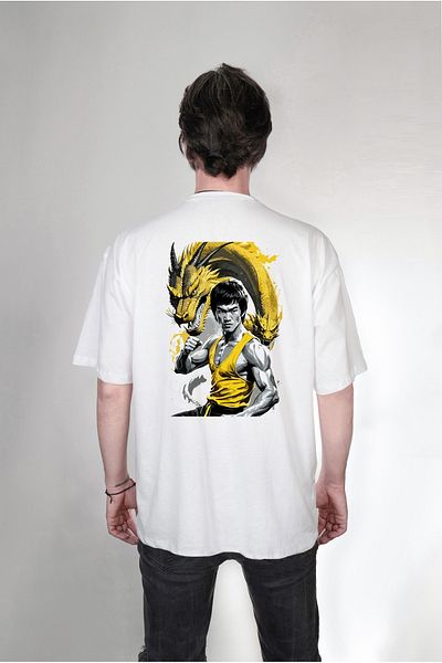 Darkia Bruce Lee
 Tricou alb cu două fețe cu model supradimensionat imprimat