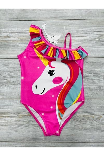 hira kids collection Costum de baie pentru fetiță, cu un singur umăr, cu imprimeu cu caracter