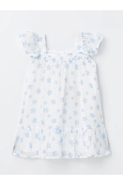 LC Waikiki Square Collar Sleeveless Floral Patterned Baby Girl Dress