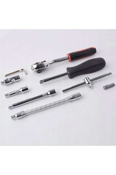 PROXTECH Premium 58 Parça 46Mini Lokma Takımı Otomatik Cırcırlı 1/4" 12 Parça Kombine Açık Ağız-yıldız Takım