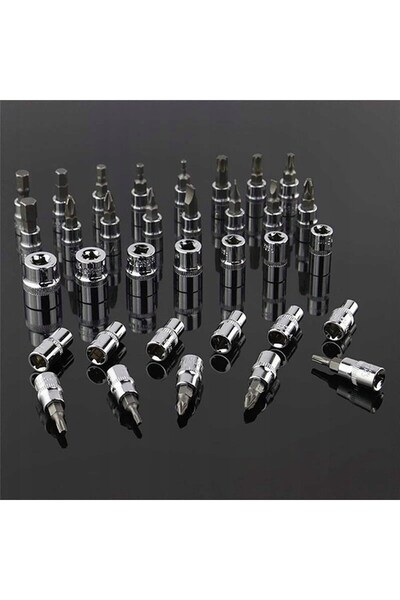 PROXTECH Premium 58 Parça 46Mini Lokma Takımı Otomatik Cırcırlı 1/4" 12 Parça Kombine Açık Ağız-yıldız Takım