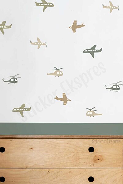 Sticker Ekspres Маленькі вертольоти та літаки Набір наклейок на стіни для дит...