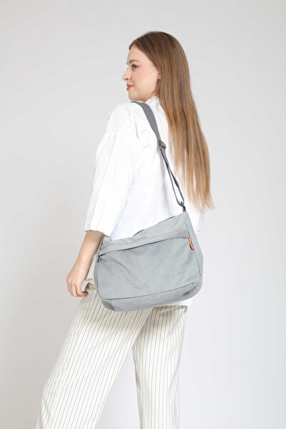 Street Bag Servietă de lucru pentru poștaș și geantă pentru laptop cu design simplu de culoare gri - Geantă de umăr pentru utilizare zilnică