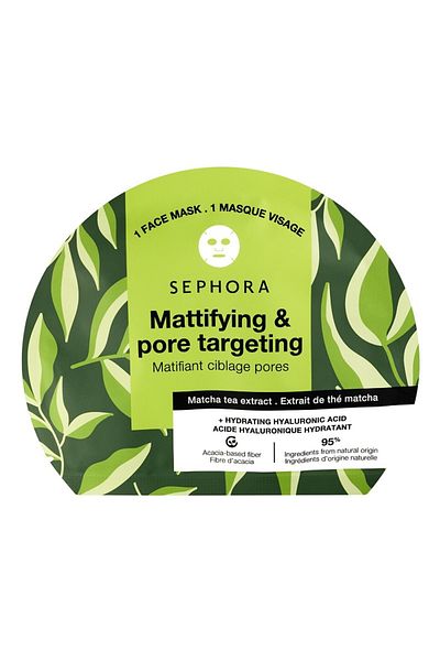 SEPHORA COLLECTION Fruit & Plant + Hyalurinc Acid Mask - Mattifying Sheet Face Mask with Hyaluronic Acid Matcha Tea