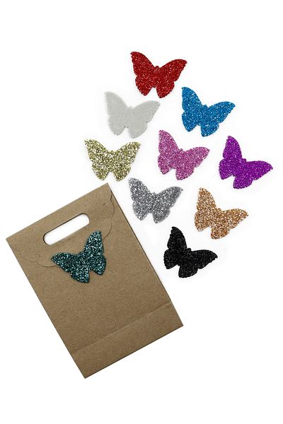 reprodesign Glitter Butterfly Model 20 Pieces Glitter Eva Mixed Colors, Gift Package Label