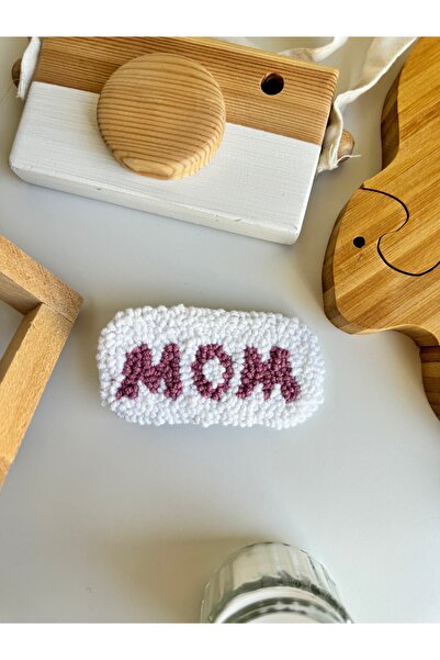 TKhome Punch Mom Yazılı Anneler Günü Klips Toka (BEYAZ-MÜRDÜM)
