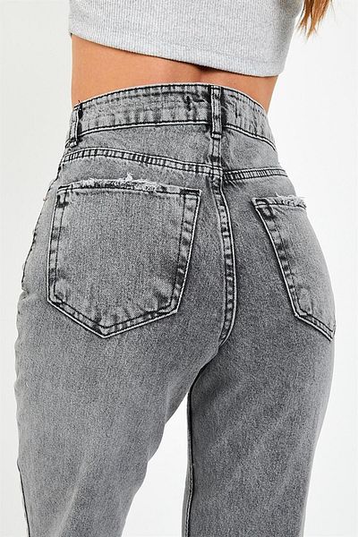 geenz manifacture Pantaloni de blugi Boyfriend gri zăpadă Lycra Talie înaltă Colorfast Extra confortabil