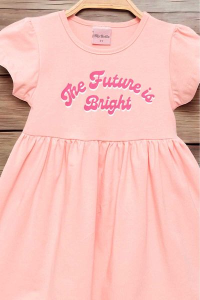 dinamik çocuk Girl's Printed Short Sleeve Combed Cotton Dress Summer
