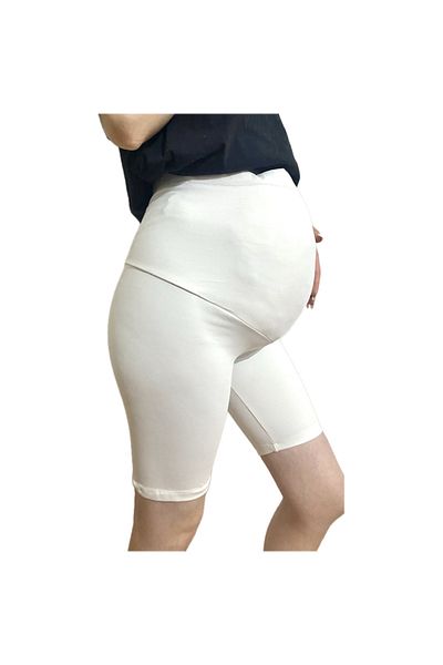 Modoo Tekstil High Waist White Biker Leggings - Daily and Sports Use, Cyclist Recovery