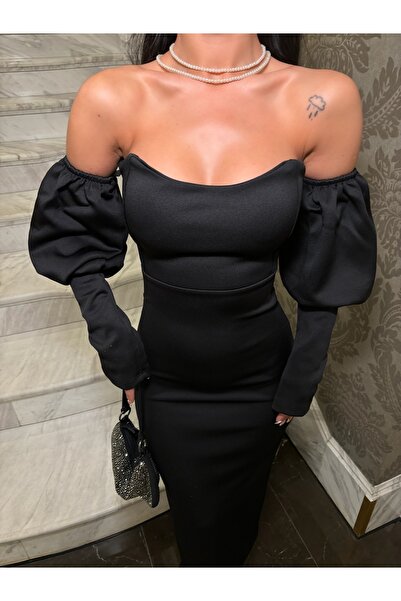 Nova Balon Kol Elbise Midi Boy