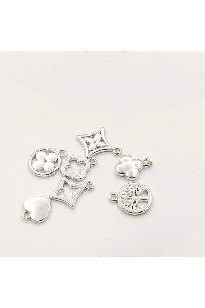 yiğit aksesuar 14 Pieces No Darkening Silver Color Spacer Necklace Bracelet Charm