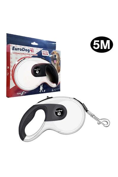 Eurodog Automatic Stripe Dog Walking Leash 5 Mt Black-White