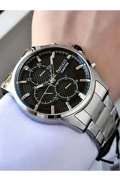 Ferrucci Men's Multifunctional Metal Band Wristwatch