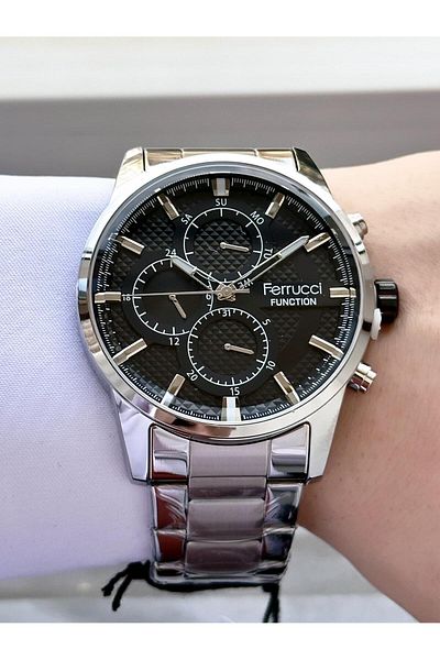 Ferrucci Men's Multifunctional Metal Band Wristwatch
