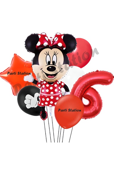 Parti Station Minnie Mouse 6 Yaş Doğum Günü Set Minnie Mouse Konsept Balon ve...