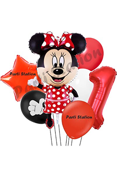 Parti Station Minnie Mouse 1 Yaş Doğum Günü Set Minnie Mouse Konsept Balon ve...